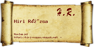 Hiri Rózsa névjegykártya